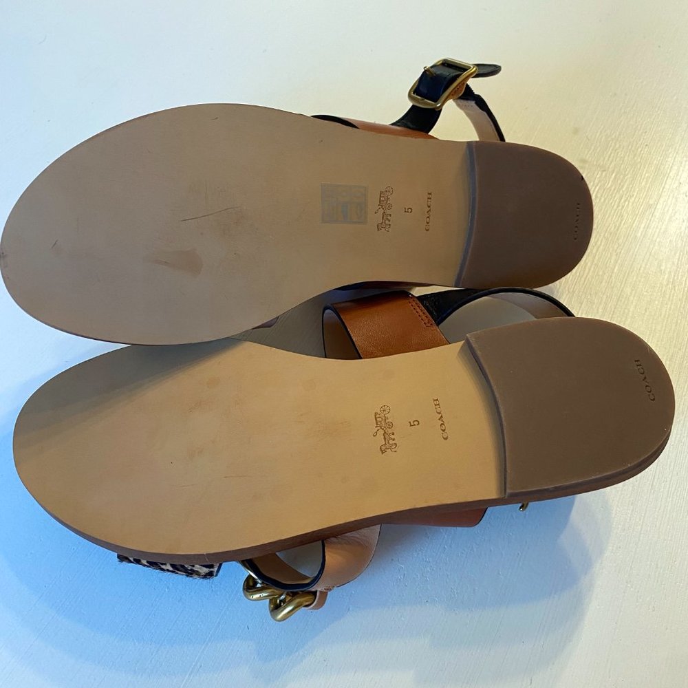 Coach Heather Leopard Print Calf Hair Leather Sandals G4777 US Size 5 B EU 35.5 - Picture 11 of 13